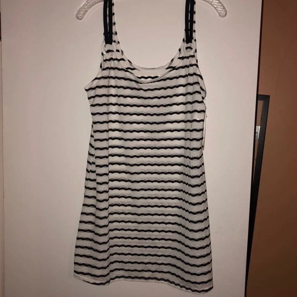 Maidenform Black and White Striped Swim Coverup